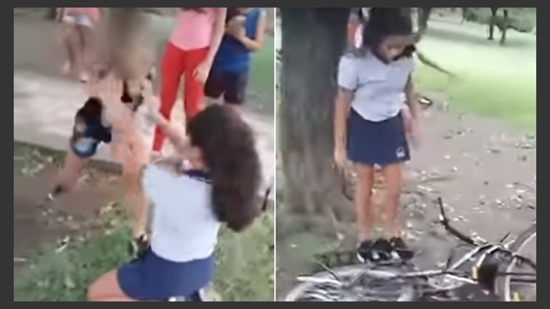 Imágenes de la filmación que realizaron durante el caso de bullyng.