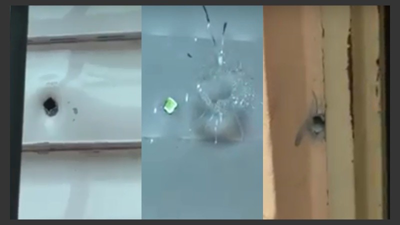 Algunos de los impactos de bala en la casa de la familia de Presidente Quintana al 5500.