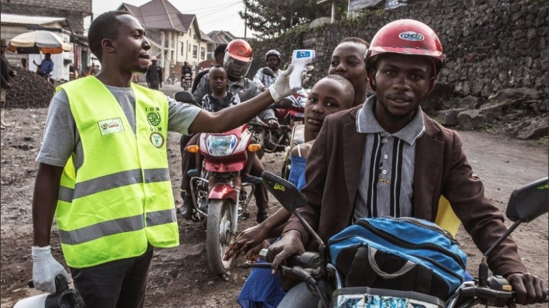 Un punto de control sanitario en la ciudad de Goma, epicentro del brote.