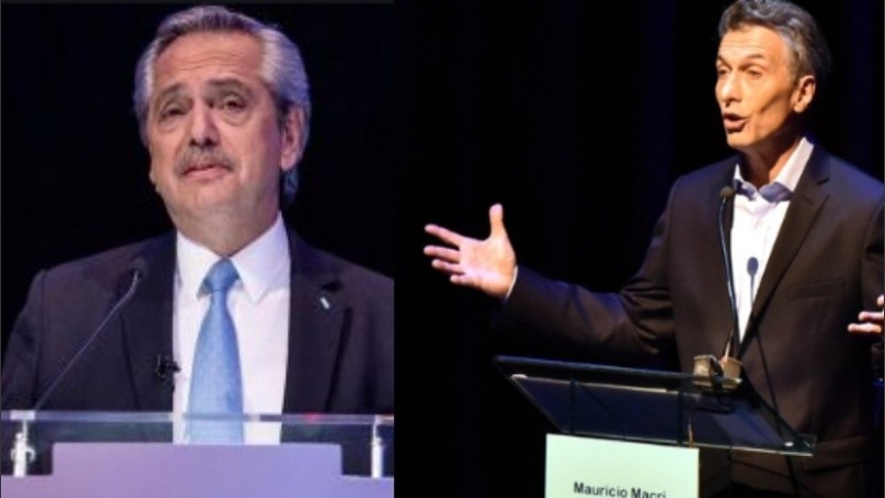 Fernández y Macri durante el debate presidencial en Santa Fe.