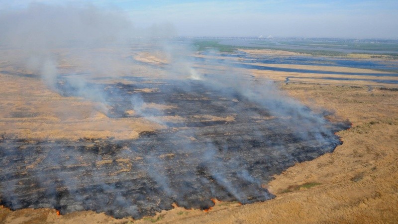 El fuego en las islas frente a Rosario. 