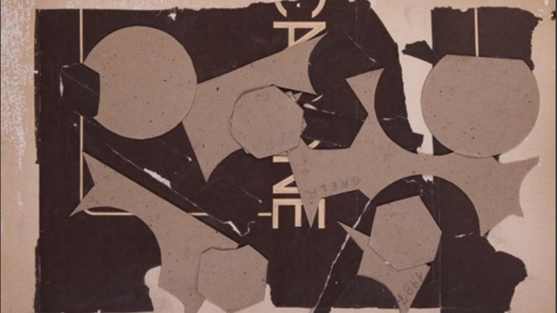 Fragmento del collage sobre cartón sin título (1987) que integra la muestra “Provocación del azar”, de Juan Grela.