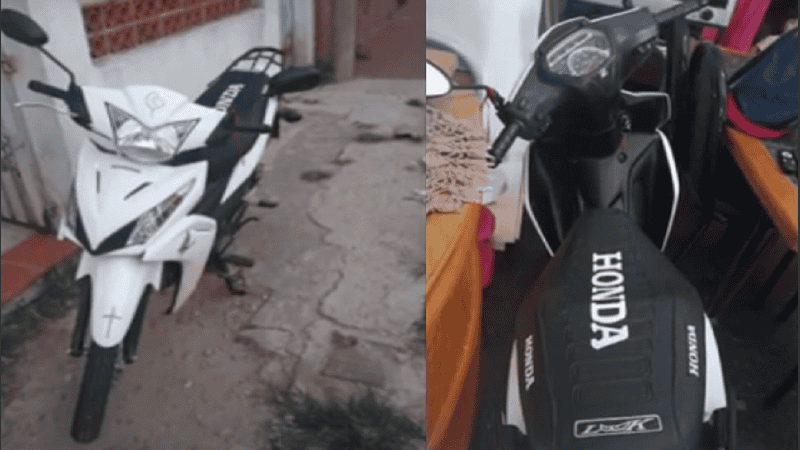 Imágenes de la moto robada a la joven en avenida Avellaneda temprano este miércoles.