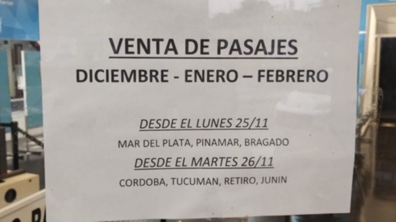 Tramos alterados en la venta de pasajes.