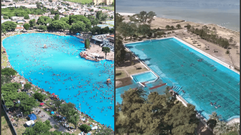 Izquierda: el balneario municipal Carlos Xamena, en Salta. Derecha: El Edén, Teodelina.