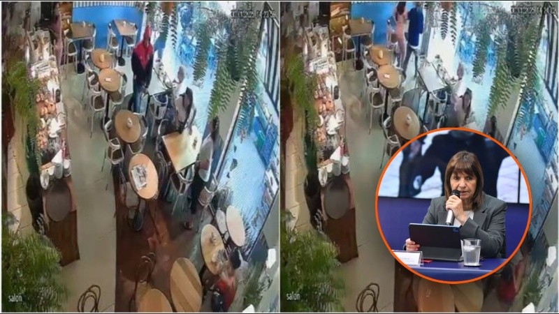 Una cámara de seguridad del interior de la cafetería en Recoleta, donde el primo de la ministra Patricia Bullrich fue víctima de un robo.