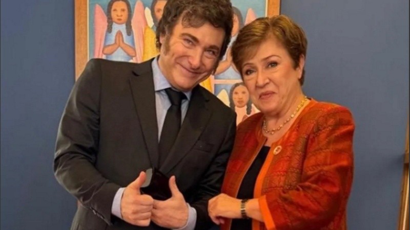 Javier Milei y Kristalina Georgieva.